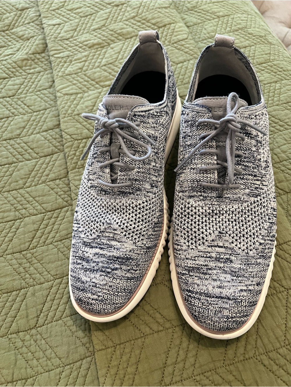 Cole Haan Knit Lace-Up Sneakers Gray and White